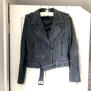 Blank NYC Dark Grey Moto Suede Jacket NWOT